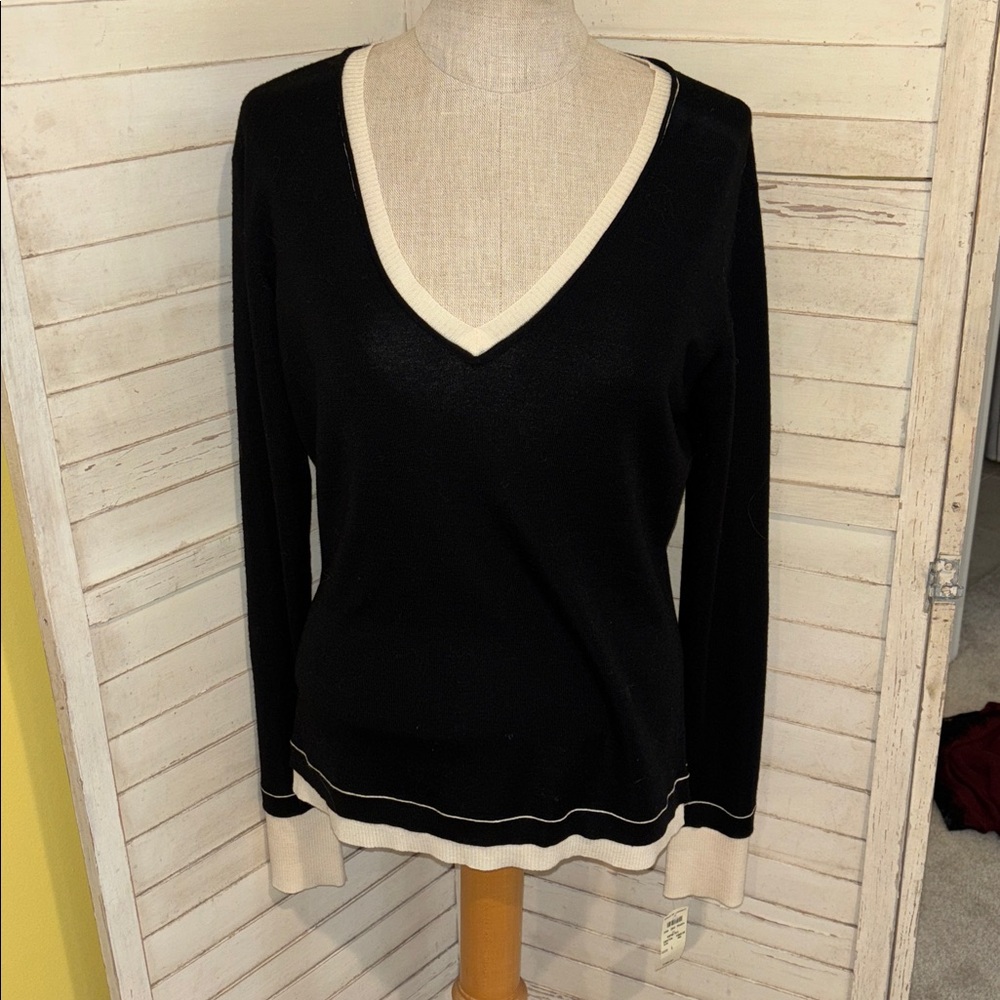 Tahari Sweater Womens large v neck Pullover NWT from Bergdorf Goodman - Picture 1 of 9